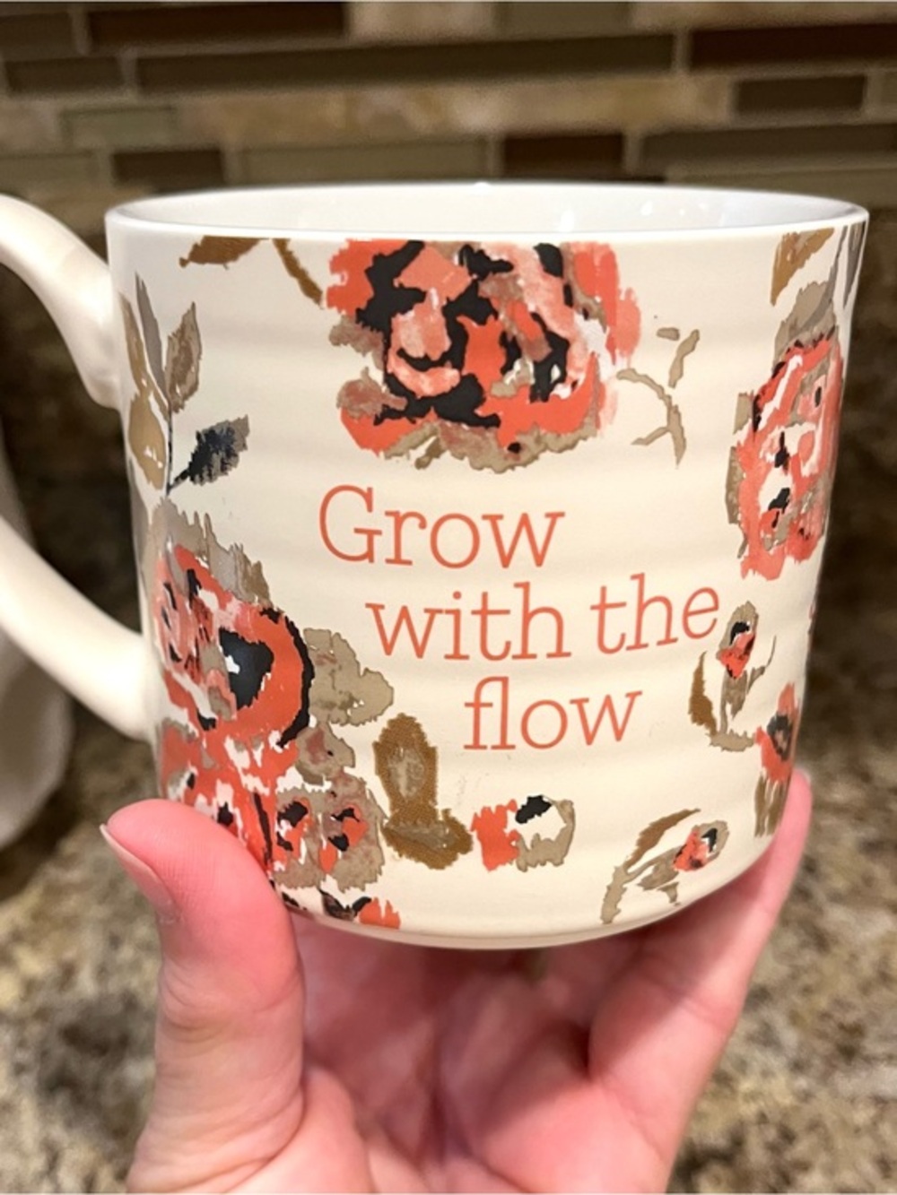 Threshold Floral "Grow with the flow" Stoneware Mug NWOT